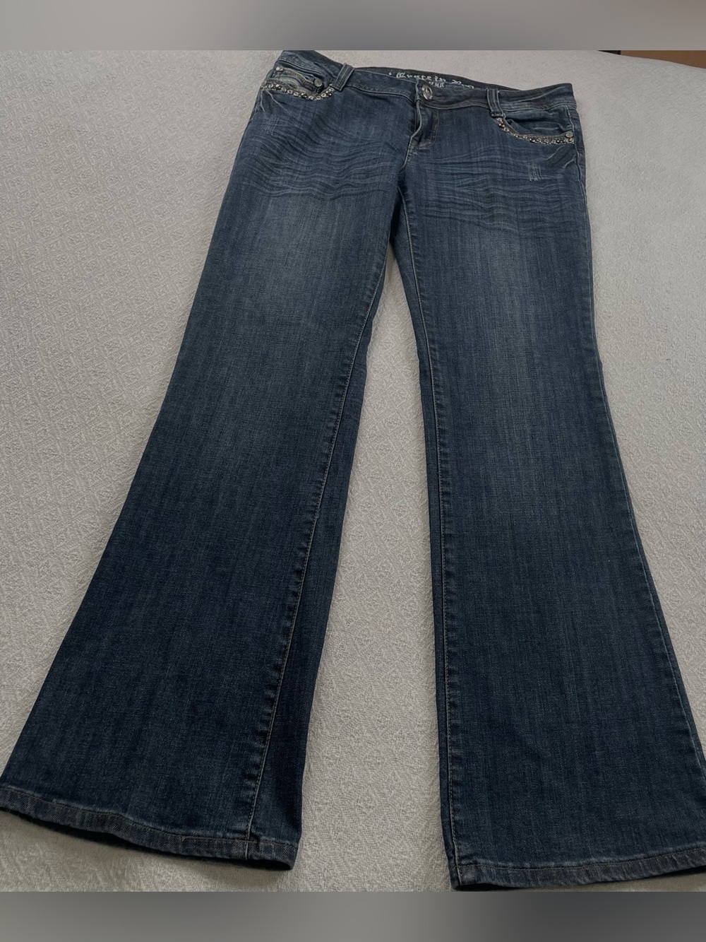 Grace in LA Dark Blue Flare Jeans~ Size 13‎ Junior ~ Dressy Casual